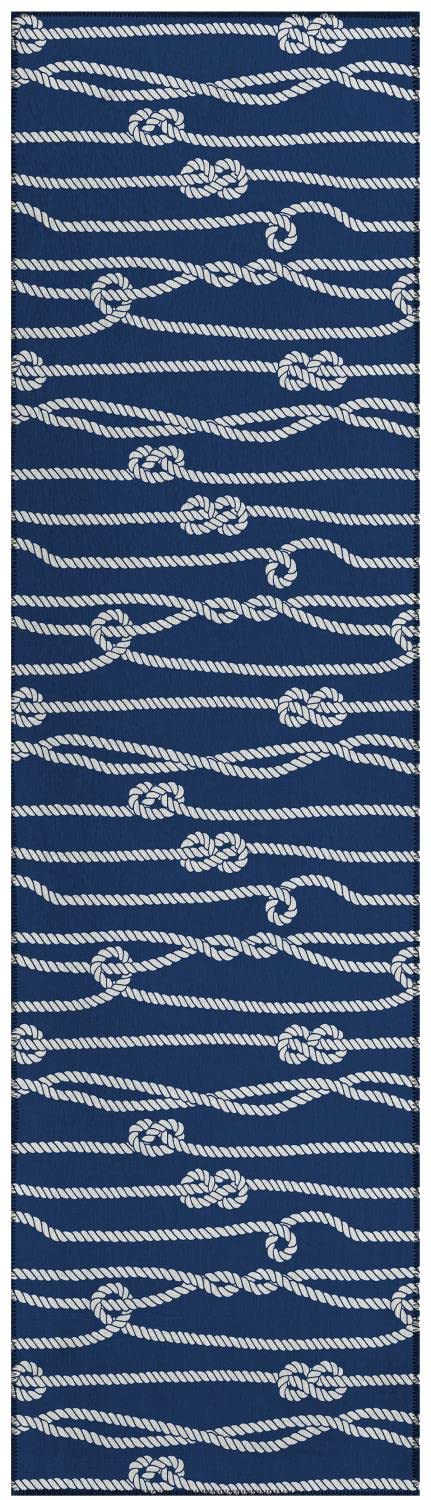 Dalyn Indoor Outdoor Harbor Ha7 Navy Washable 2'3" X 7'6" Runner Rug Ha7Na2X8