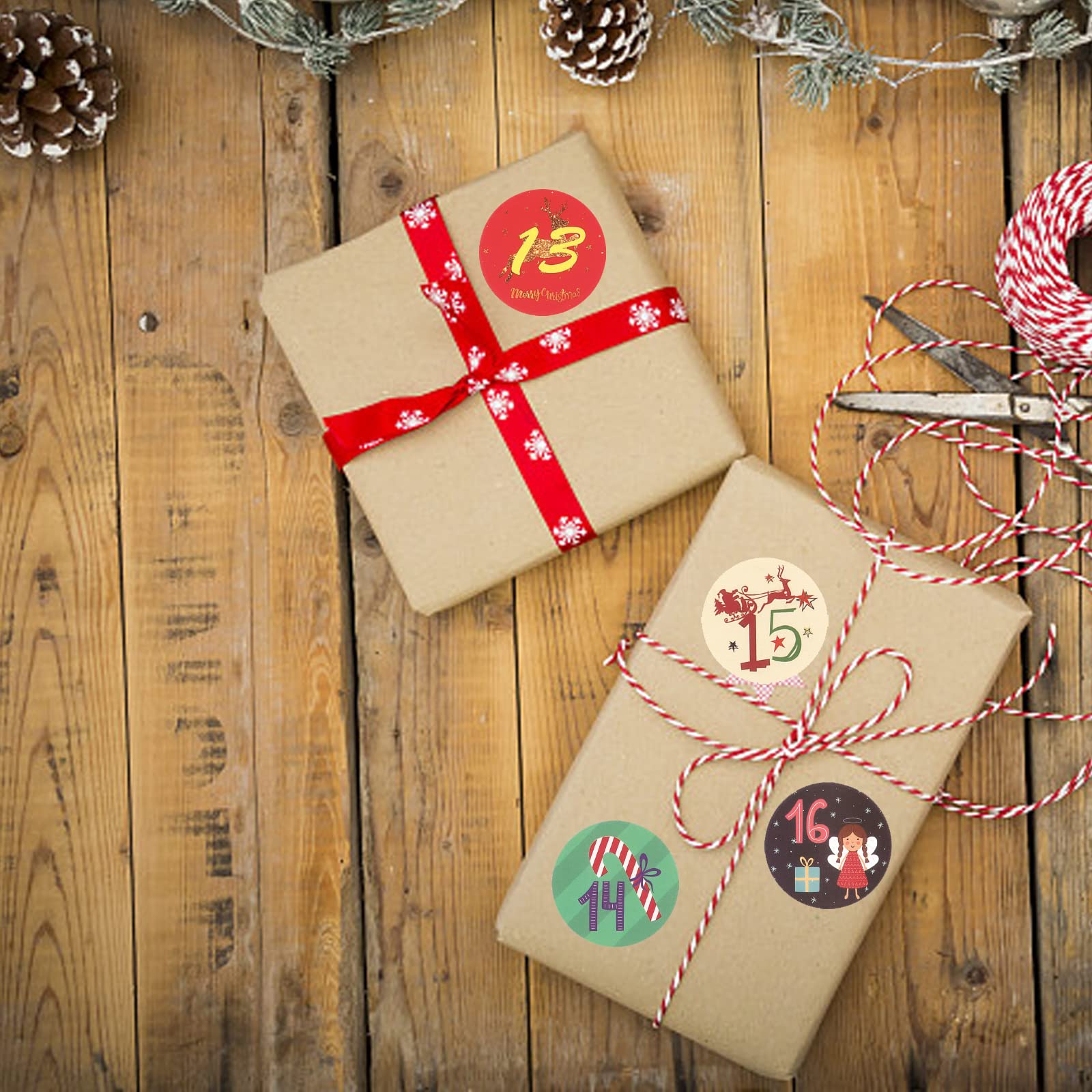 20 Sheets Christmas Advent Calendar Numbers Sticker,1-24 Christmas Countdown Calendar Stickers Diy Advent Calendar Stickers Chri