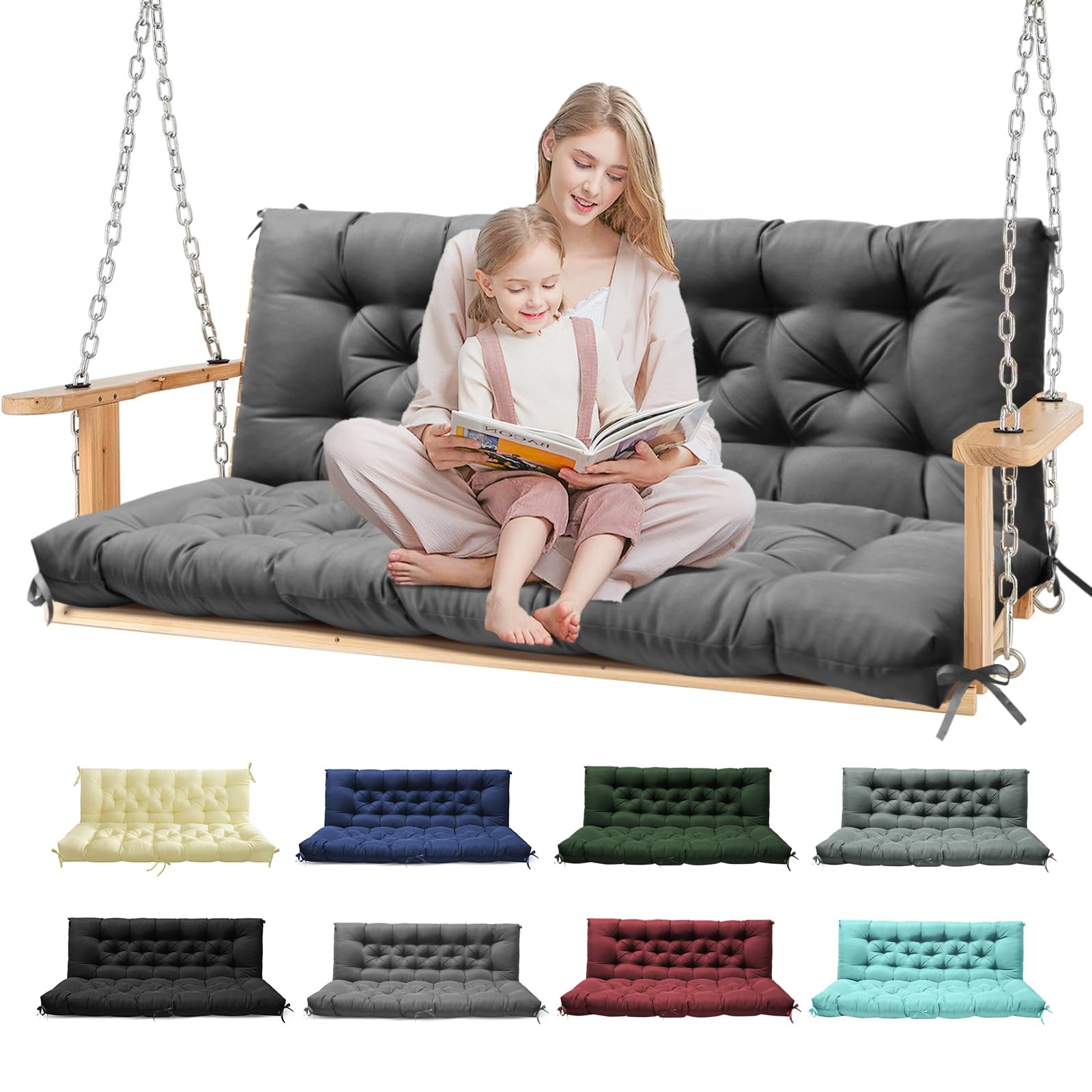 Tycdiose Porch Swing Cushions, Waterproof Patio Swing Cushions For Outdoor Furniture Thickened Outdoor Swing Cushions 2-3 Seater