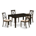 East West Furniture CABO5S-CAP-C 5 Piece Dining Table Set for 4 Includes a Rectangle Kitchen Table and 4 Linen Fabric Kitchen Dining Chairs, 36x60 Inch, Cappuccino