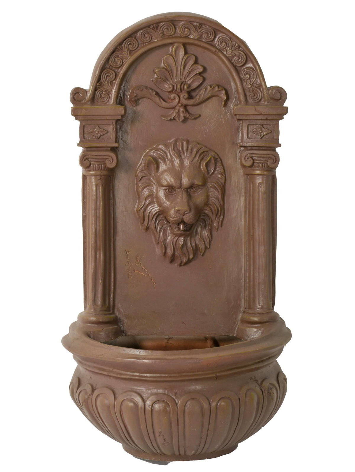 Terra Cotta Lion Wall Fountain – Hanging Design With Ornate Details, Perfect For Adding A Touch Of Elegance To Gardens, Patios, Or Outdoor Spaces