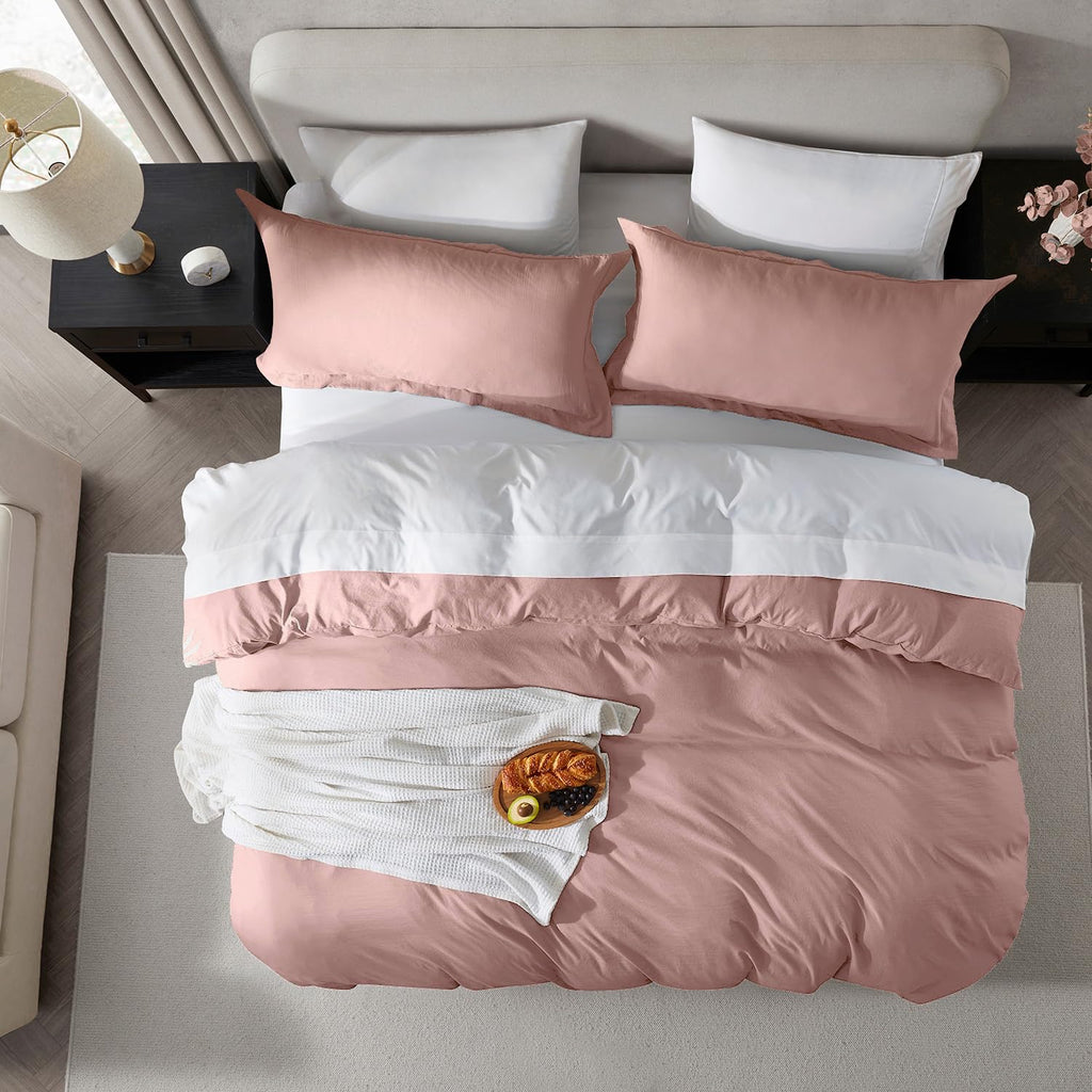Nestl Blush Pink California King Duvet Cover Sets - Soft Prewashed Cal King Duvet Cover, 3 Piece, With Zipper Closure, 1 Duvet Cover 104X98 Inches And 2 Pillow Shams - No Comforter