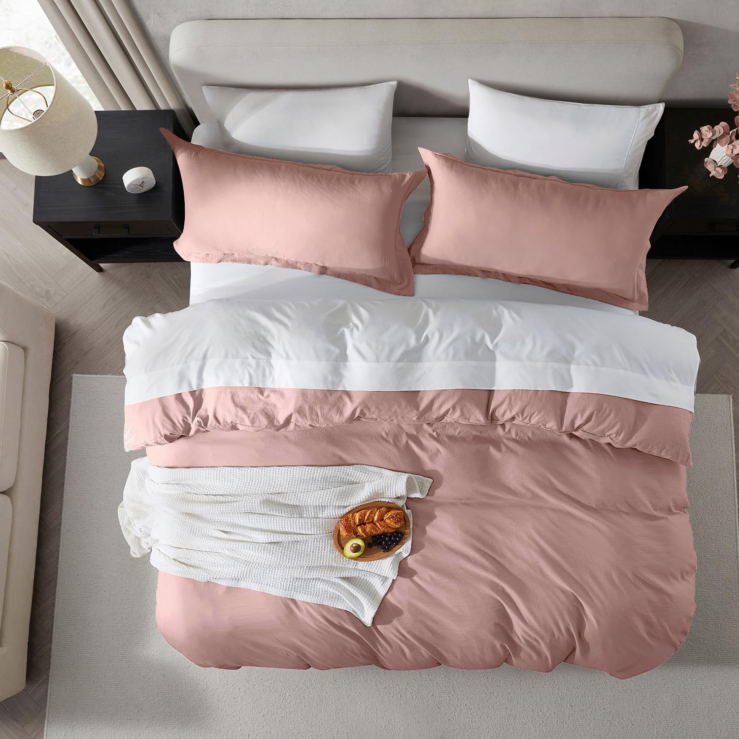 Nestl Blush Pink Duvet Cover Full Size - Soft Prewashed Full Size Duvet Cover Set, 3 Piece, With Zipper Closure, 1 Duvet Cover 80X90 Inches And 2 Pillow Shams