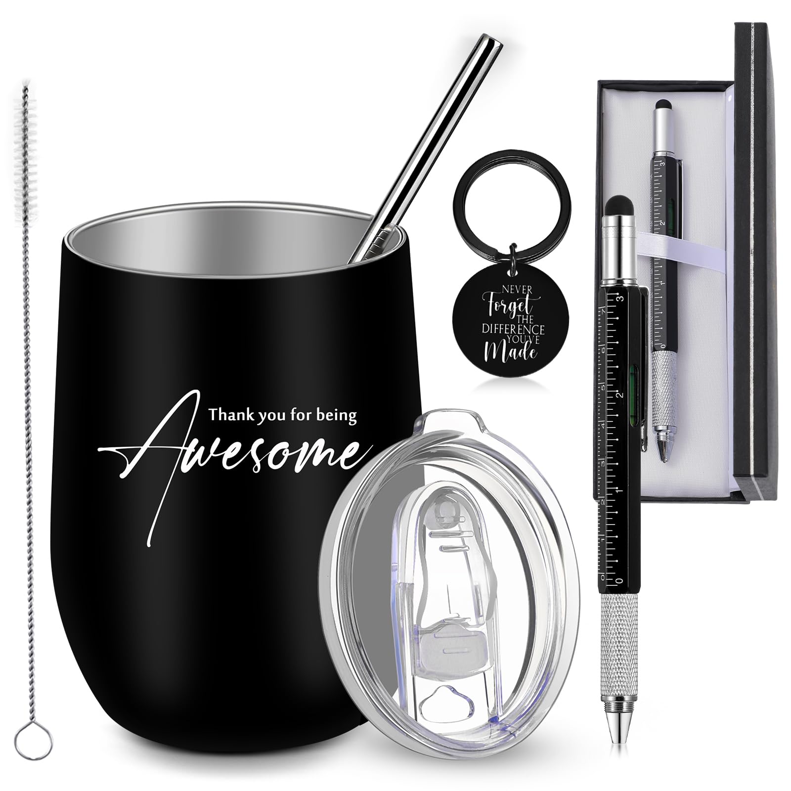 Teling Christmas Thank You Gift for Men Employee Appreciation Gift 12 oz Stainless Steel Tumbler Metal Ballpoint Pen with Box In