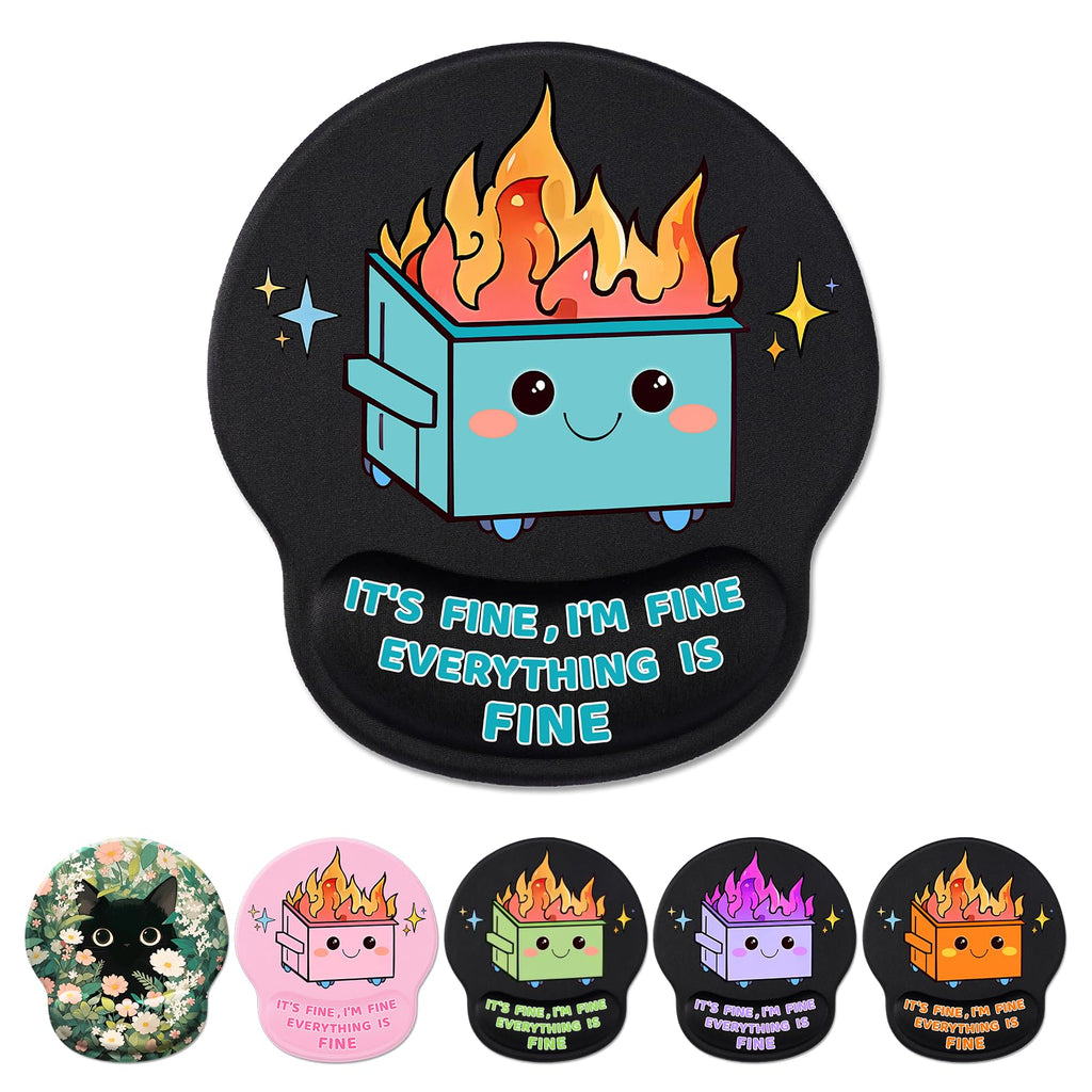 Cute Funny Ergonomic Mouse Pad Wrist Support, Dumpster On Fire Gel Mouse Pads With Wrist Rest, Comfortable Pain Relief Mousepad