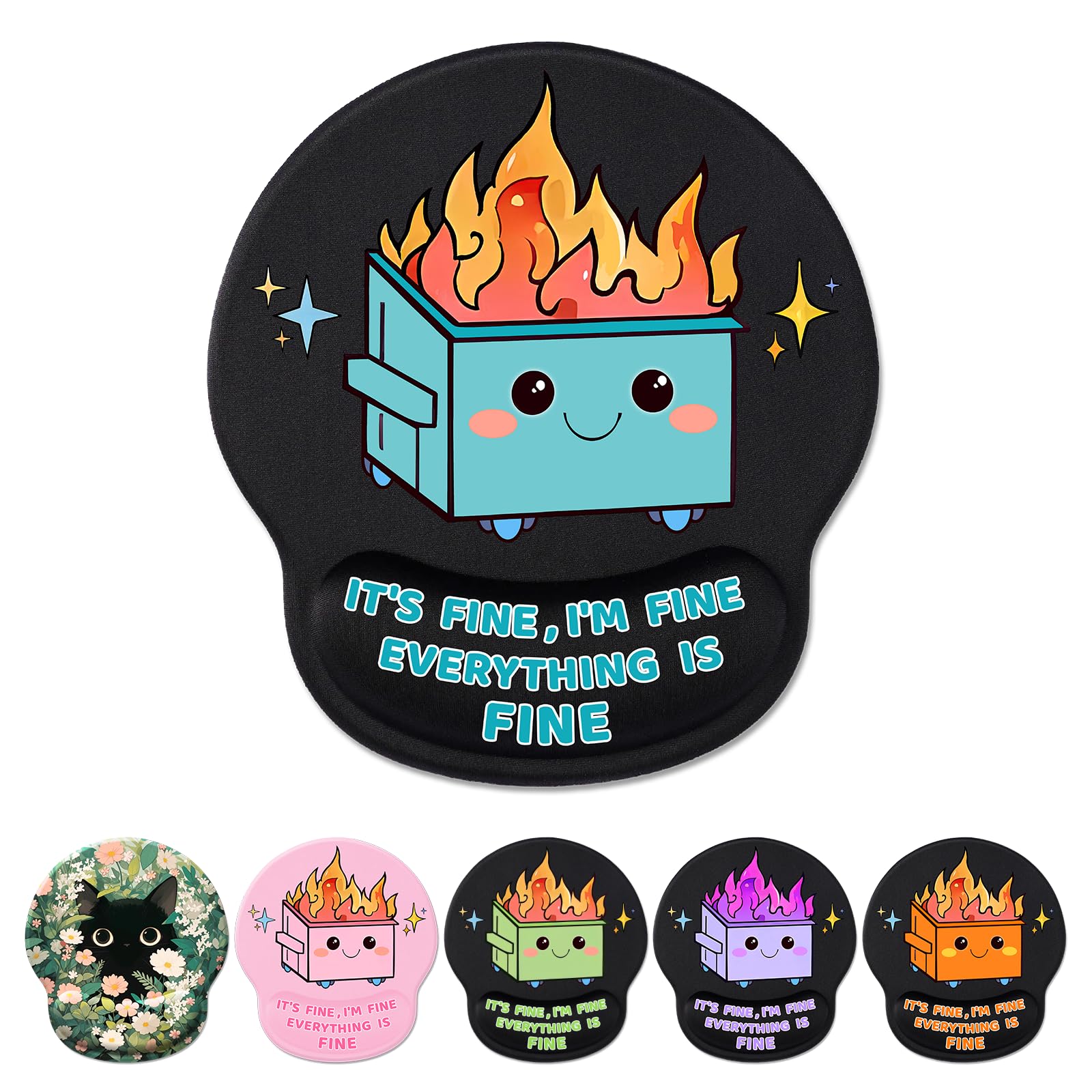 Cute Funny Ergonomic Mouse Pad Wrist Support, Dumpster On Fire Gel Mouse Pads With Wrist Rest, Comfortable Pain Relief Mousepad
