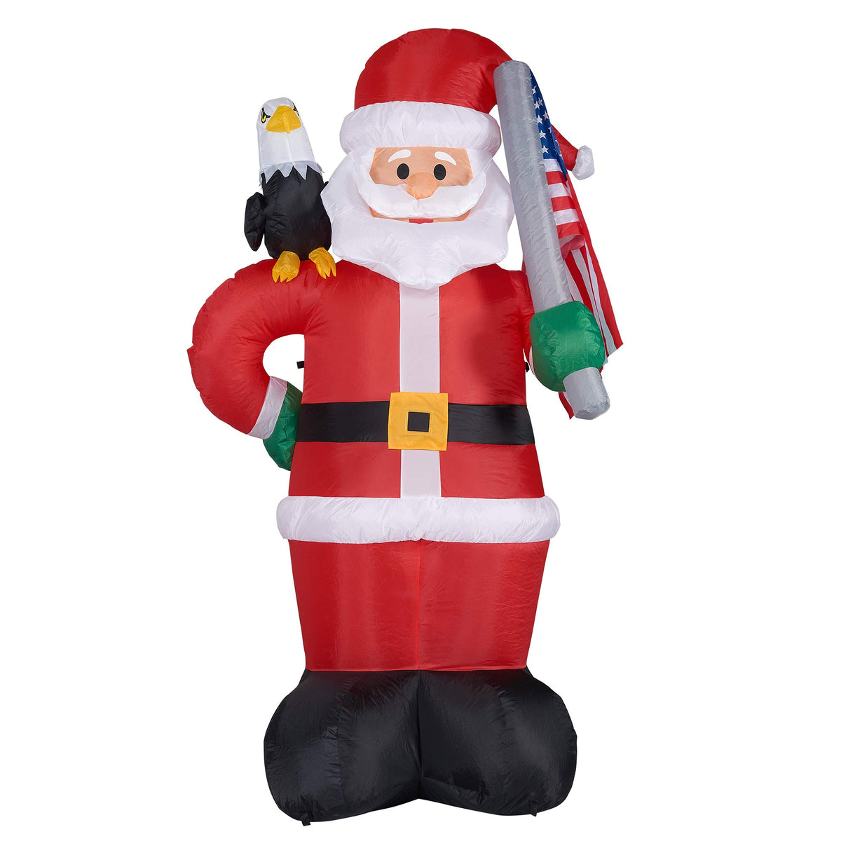 Fraser Hill Farm 8-Ft. Tall Americana Santa With Eagle And Flag Blow Up Inflatable With Lights, Prelit Outdoor Christmas Inflatable Decoration For Lawn And Yard, Giant Festive Holiday Decor