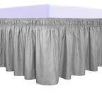 Purefit Wrap Around Ruffled Bed Skirt With Adjustable Elastic Belt - 14 Inch Drop Easy To Put On, Wrinkle Free Bedskirt Dust Ruffles, Bed Frame Cover For Twin,Twin Xl And Full Size Beds, Light Gray