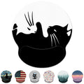 Ergonomic Mouse Pad With Wrist Support,White And Black Cat Mouse Pad With Wrist Rest,Relieve Wrist Pain Mousepad Non-Slip Rubber