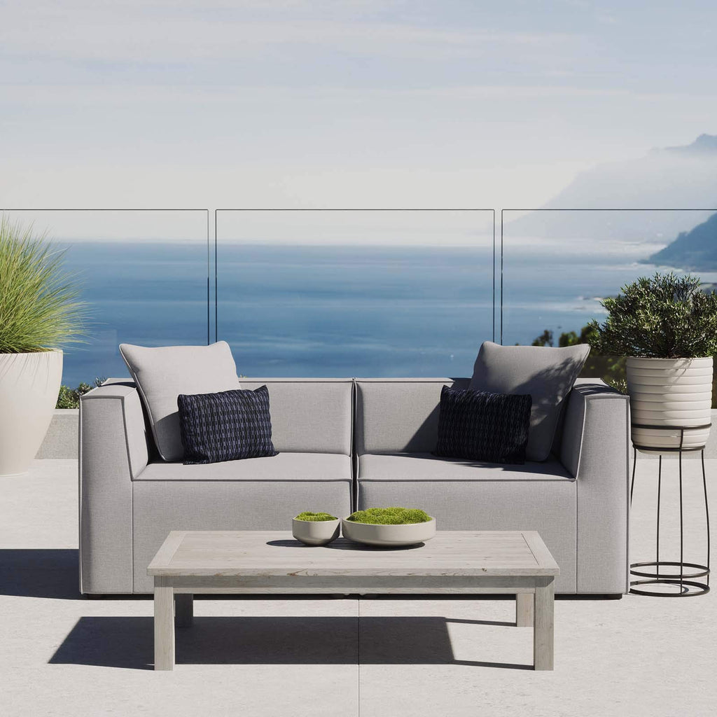 Modway Eei-4377-Gry Saybrook Outdoor Patio Upholstered 2-Piece Sectional Sofa Loveseat, Gray