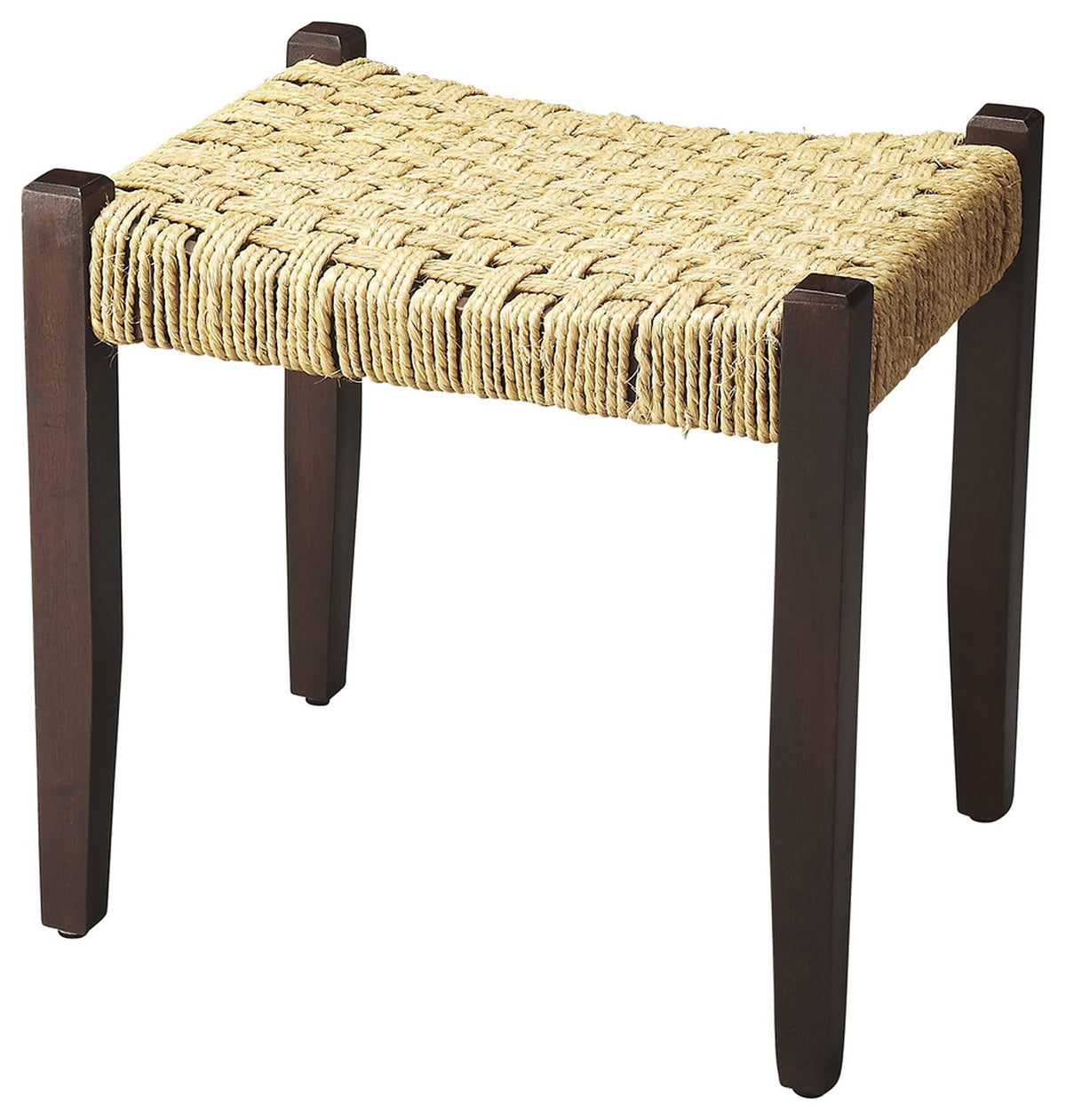 HomeRoots Multi-Color Mango Wood, Jute Rope Solid Wood and Woven Jute Stool