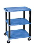 LUXOR WT34BUS Tuffy Utility Cart - Three Shelves, 4" Silent-Roll, Full-Swivel Heavy-Duty Casters, Two with Locking Brake, Multipurpose Storage for Video Projector, TV, Laptop, Printer Stand