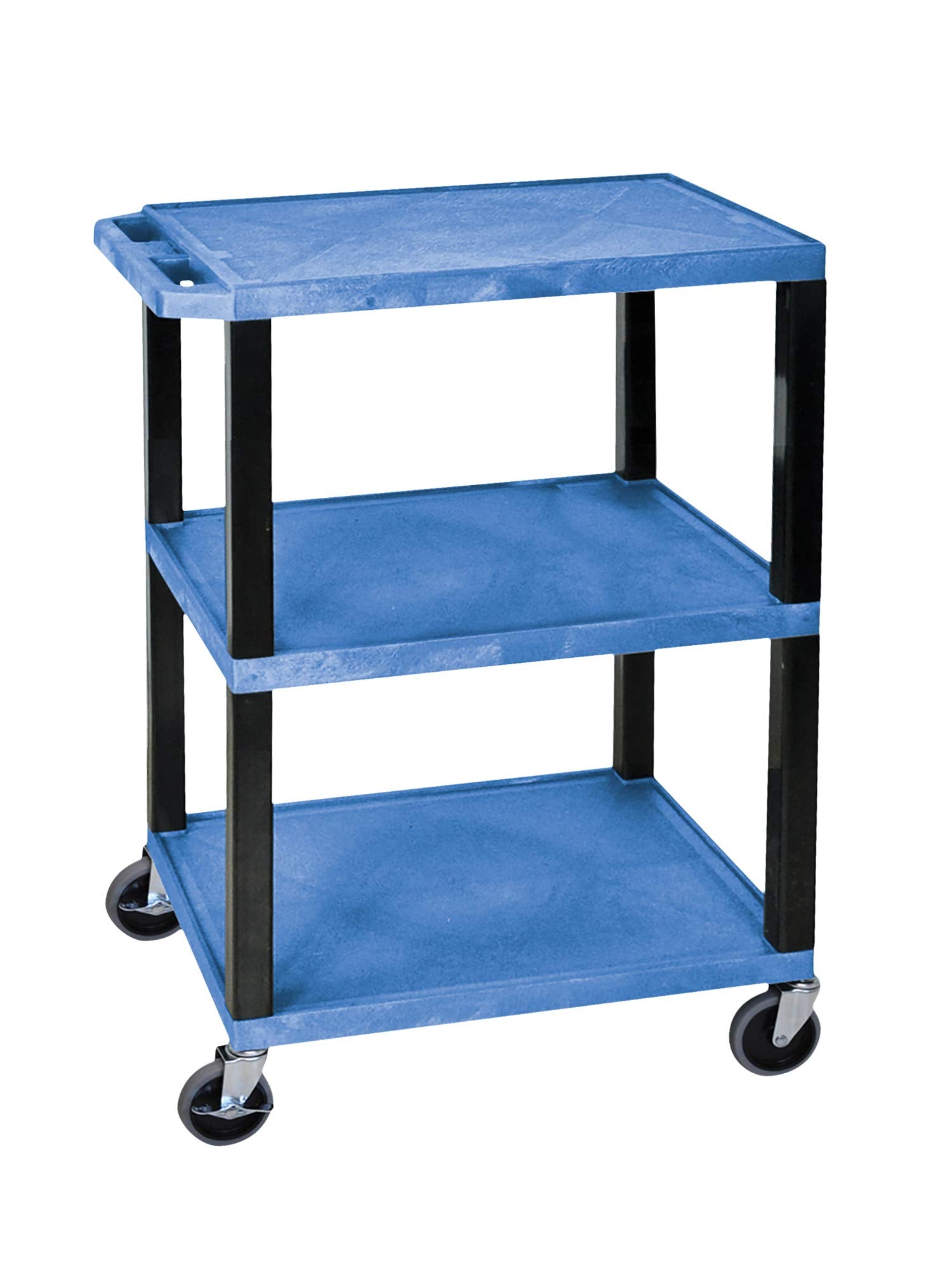LUXOR WT34BUS Tuffy Utility Cart - Three Shelves, 4" Silent-Roll, Full-Swivel Heavy-Duty Casters, Two with Locking Brake, Multipurpose Storage for Video Projector, TV, Laptop, Printer Stand