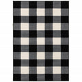 HomeRoots Black Polypropylene 10’ x 13’ Monochromatic Gingham Pattern Indoor Area Rug