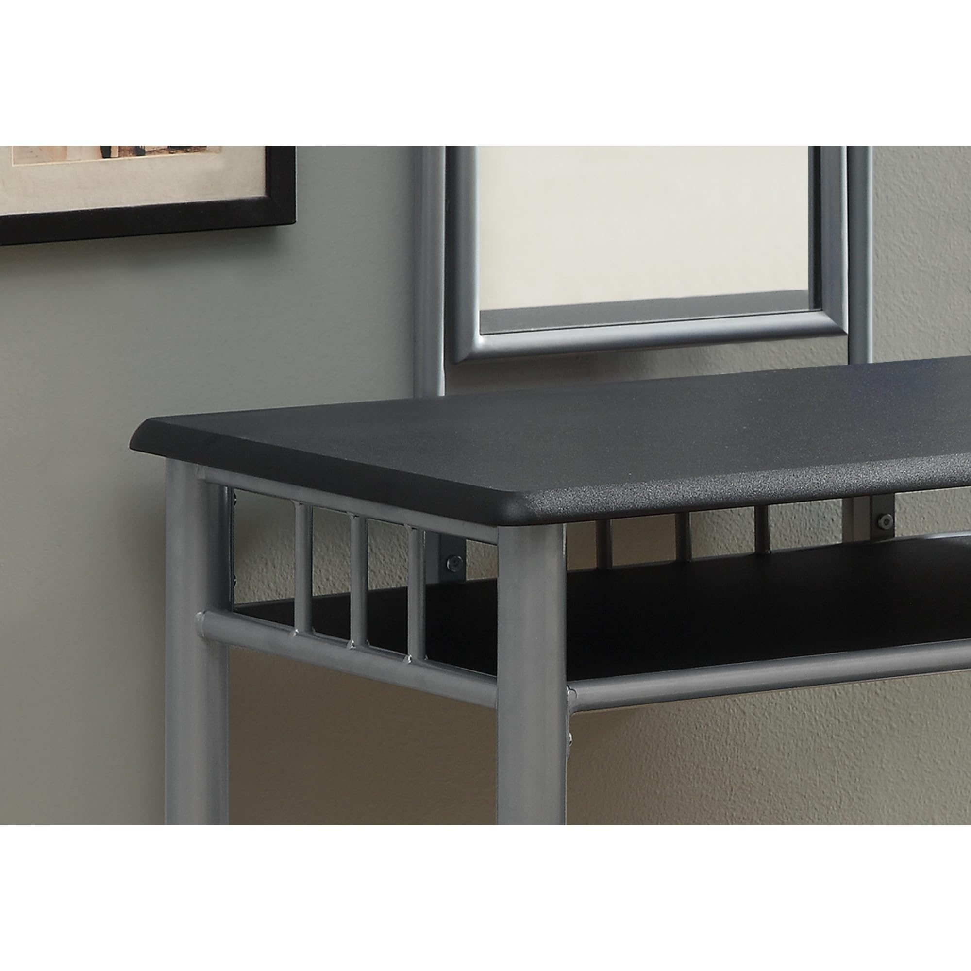 Monarch Specialties I 2-Piece Metal Vanity Set, Black/Silver