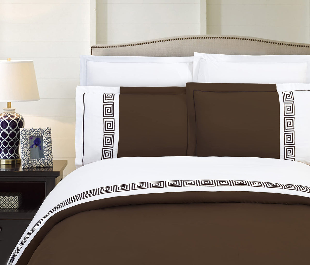 Elegant Comfort Luxurious Hotel Collection Super-Soft 1500 Thread Count Egyptian Quality 2-Piece Greek Pattern Duvet Cover Set,