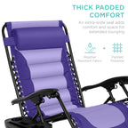 Best Choice Products Oversized Padded Zero Gravity Chair, Folding Outdoor Patio Recliner, Xl Anti Gravity Lounger For Backyard W/Headrest, Cup Holder, Side Tray, Polyester Mesh - Purple/Violet
