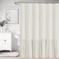 Bttn Stall Farmhouse Shower Curtain - 54X78 Inches Rustic Heavy Duty Fabric Linen Shower Curtain Set With Ruffle Hem, Machine Wa