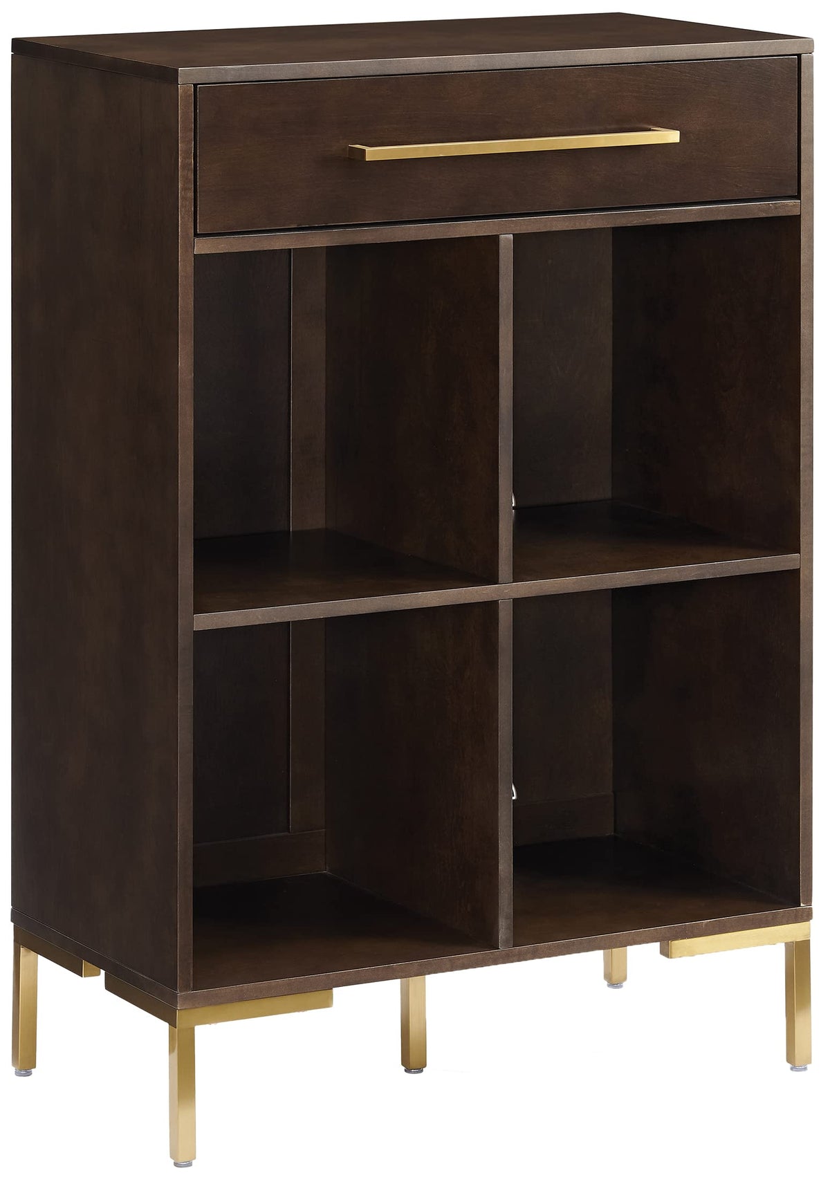 Crosley Furniture Juno Cube Bookcase and Record Player Stand with Storage for Vinyl Records, Dark Brown