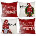 Artmag 18X18 Christmas Throw Pillow Covers,Decorative Farmhouse Hello Winter Gnomes Merry Bright Outdoor Christmas Pillow Shams