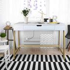 Neorustic Smart Desk With Usb Ports, Solid American Maple Legs