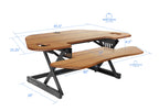 Rocelco 46" Height Adjustable Corner Standing Desk Converter with Dual Monitor Stand Bundle - Sit Stand Up Computer Workstation Riser - Extra Large Keyboard Tray - Teak Wood Grain (R CADRT-46-DMS)