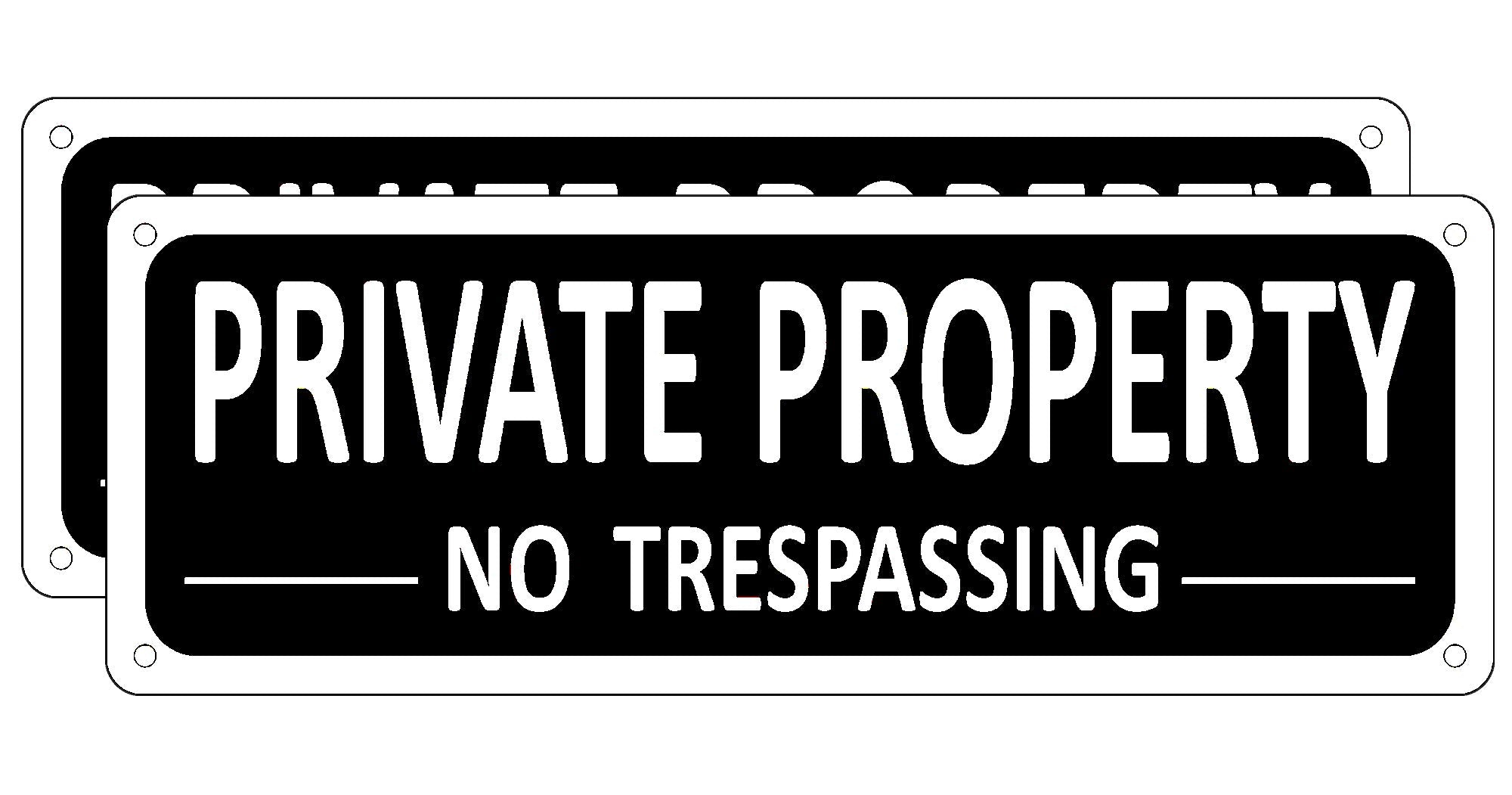 Private Property Sign (2 Pack), Aluminum No Trespassing Sign For House, 10' X 3.5' Metal No Trespassing Signs Private Property