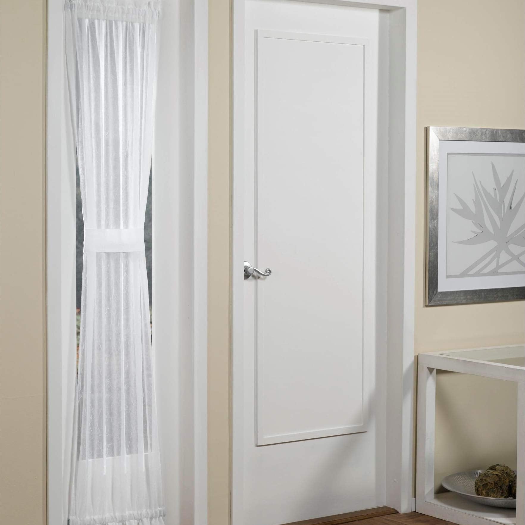 No. 918 Emily Sheer Voile Rod Pocket Door Sidelight Curtain Panel, 28'' X 72'', White