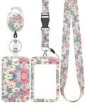 Uniclife Floral Sliding Badge Holder Wild Flower Plastic Case With Retractable Badge Reel Carabiner Clip & Detachable Lanyard St