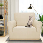 Znsayotx 1 Piece Jacquard Chair Slipcovers For Living Room High Stretch Chair Covers With Arms Anti Slip Pets Friendly Couch Sofa Armchair Cover Furniture Protector (Chair, Light Beige)