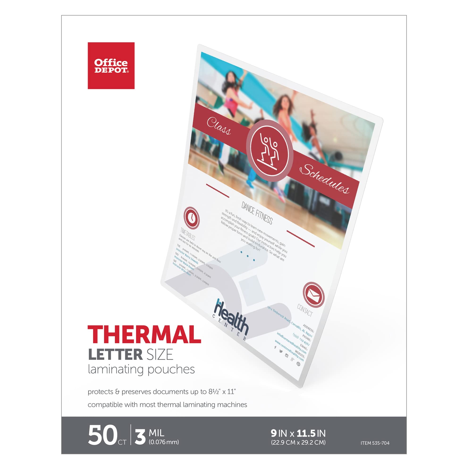 Office Depot Brand Laminating Pouches, Letter Size, 3 Mil, 9' X 11.5', Pack Of 50