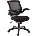 Modway Edge Mesh Back And Mesh Seat Office Chair In Black With Flip-Up Arms In Black