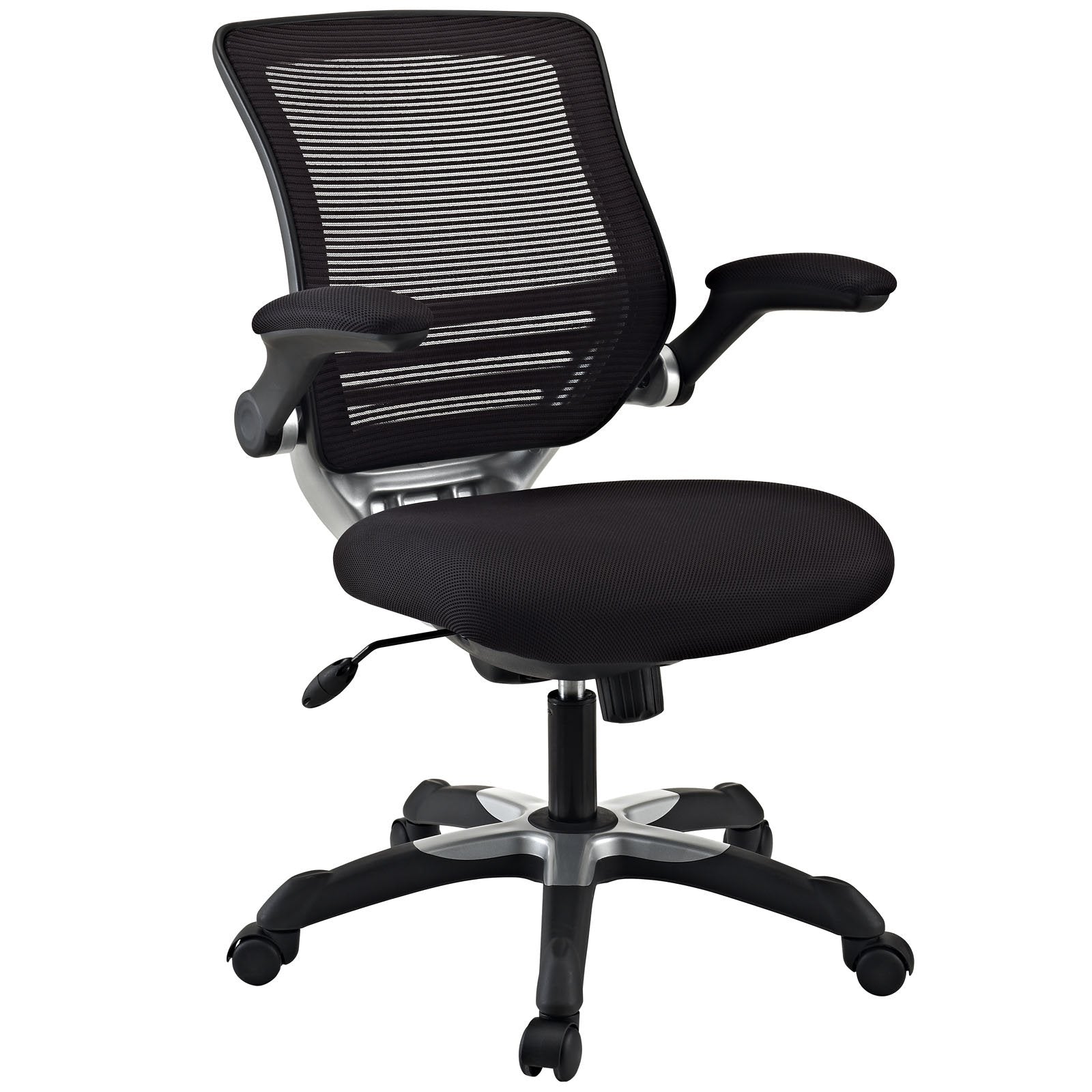 Modway Edge Mesh Back And Mesh Seat Office Chair In Black With Flip-Up Arms In Black