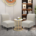 Liykimt Armless Accent Chair Cover Slipcover,Slipper Chair Stretch Spandex Removable For Armless Chair Furniture Protector For Living Dining Room Hotel (Beige, 2)