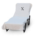 Luxury Hotel & Spa Monogrammed Pool Chaise Lounge Cover, Block Letter Embroidered - Extra Absorbent 100% Turkish Cotton- Soft Terry - Hotel-Style, Standard Size 90' X 29' - White - Black Letter X