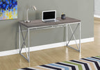 Monarch Specialties I 7204 Computer Desk, Home Office, Laptop, Work, Metal, Laminate, Brown, Chrome, Contemporary, Modern