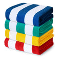 Exclusivo Mezcla 4 Pack 100% Cotton Large Beach Towels (30x60 Inches), Soft Cabana Stripe Thick Beach Towel, Super Absorbent Swi