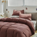 Clothknow Queen Brick Red Comforter Set 3Pcs Brownish Bedding Comforter Sets Dark Rust Queen Comforter Rust Red Queen Size Comforter Sets