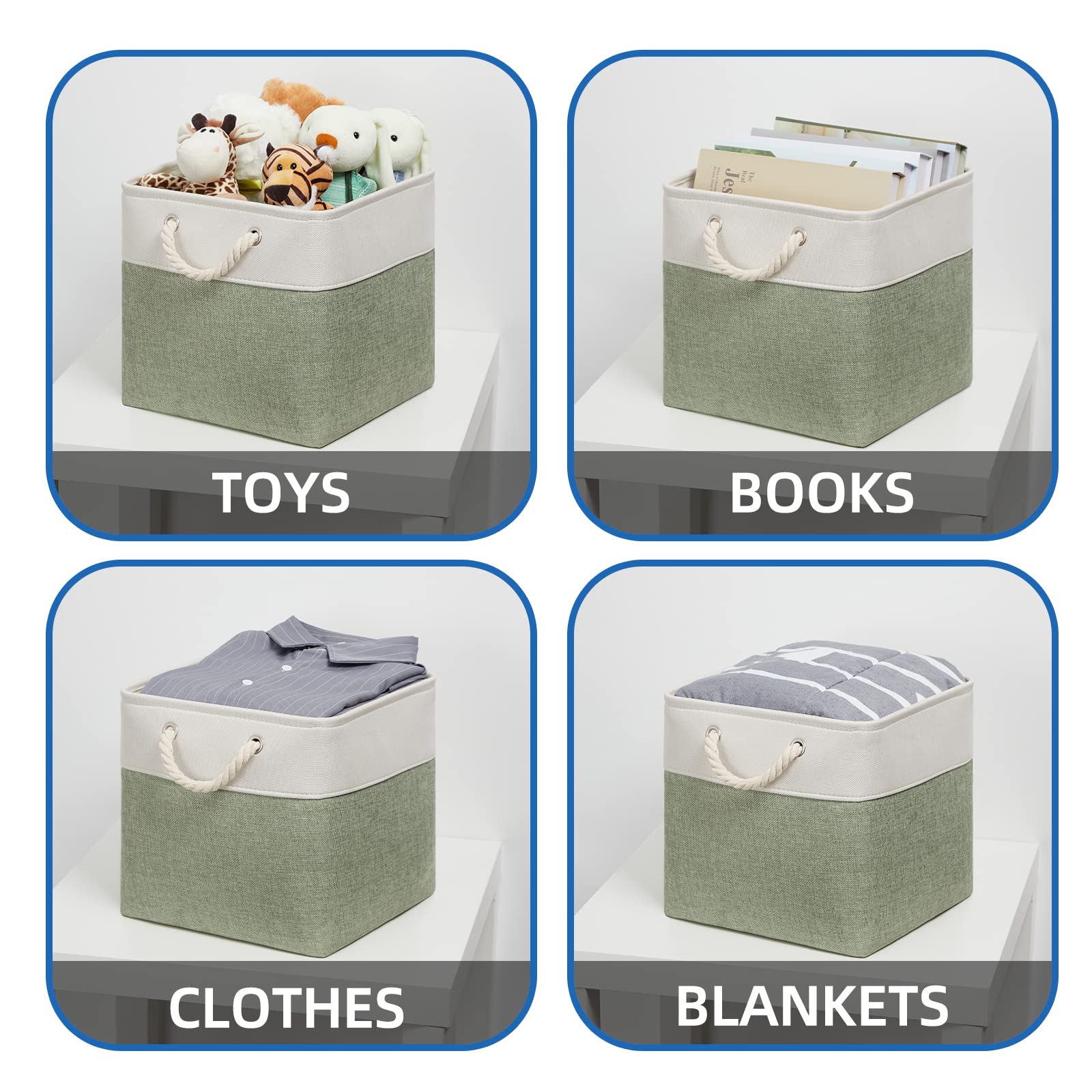 Temary Cube Storage Bins 13X13 Storage Cubes Basket For Gifts Empty, 4 Pack Large Storage Basket With Handles, Decorative Storag