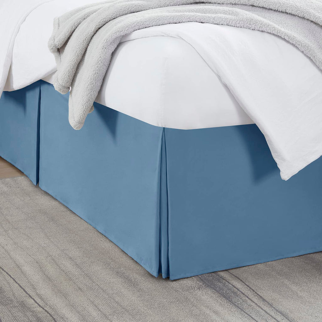 Nestl Blue Heaven Bed Skirt Cal King Size - Cal King Bed Skirt 14 Inch Drop - Brushed Microfiber Bed Skirts - Hotel Quality Pleated Bed Skirt - Shrinkage & Fade Resistant