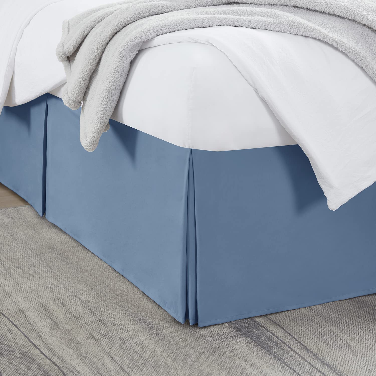 Nestl Blue Heaven Bed Skirt Cal King Size - Cal King Bed Skirt 14 Inch Drop - Brushed Microfiber Bed Skirts - Hotel Quality Pleated Bed Skirt - Shrinkage & Fade Resistant