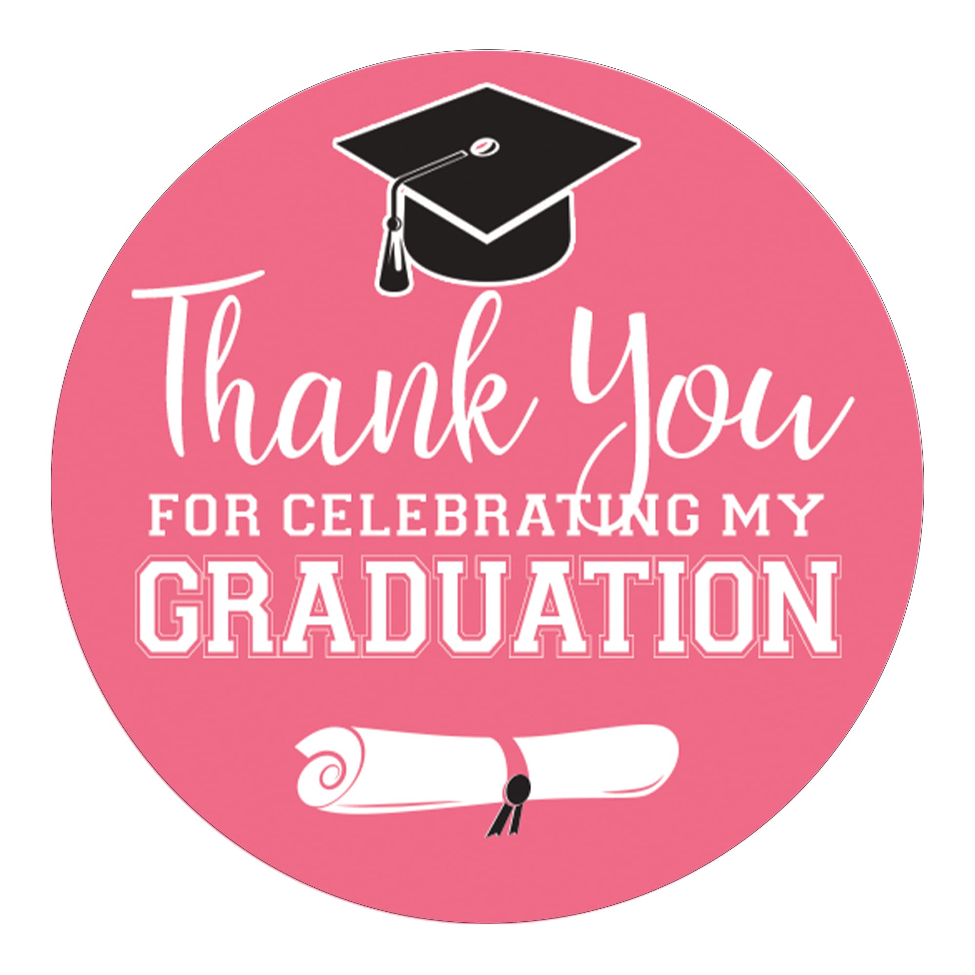 Pink Graduation Thank You Favor Labels, Graduation Thank You Stickers 2025, 40 Count