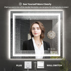 Istripmf 40 X 38 Inch Led Bathroom Mirror, Front Light And Backlit Anti-Fog Dimmable Memory Lighted Vanity Mirror, Shatterproof