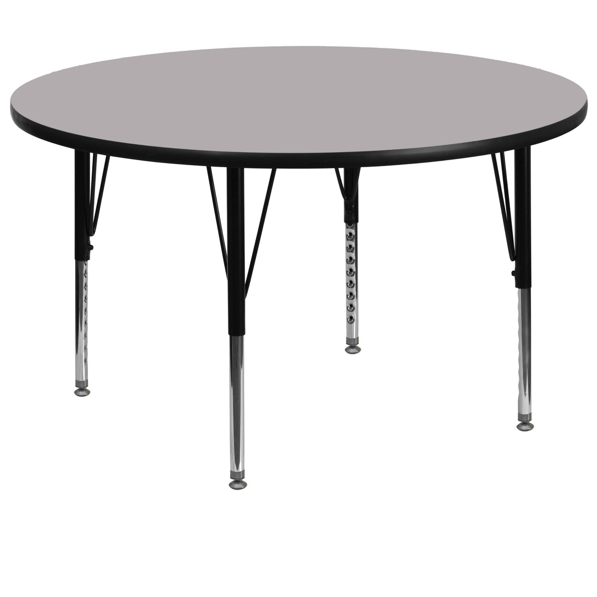 Flash Furniture Wren 60'' Round Grey Thermal Laminate Activity Table - Height Adjustable Short Legs