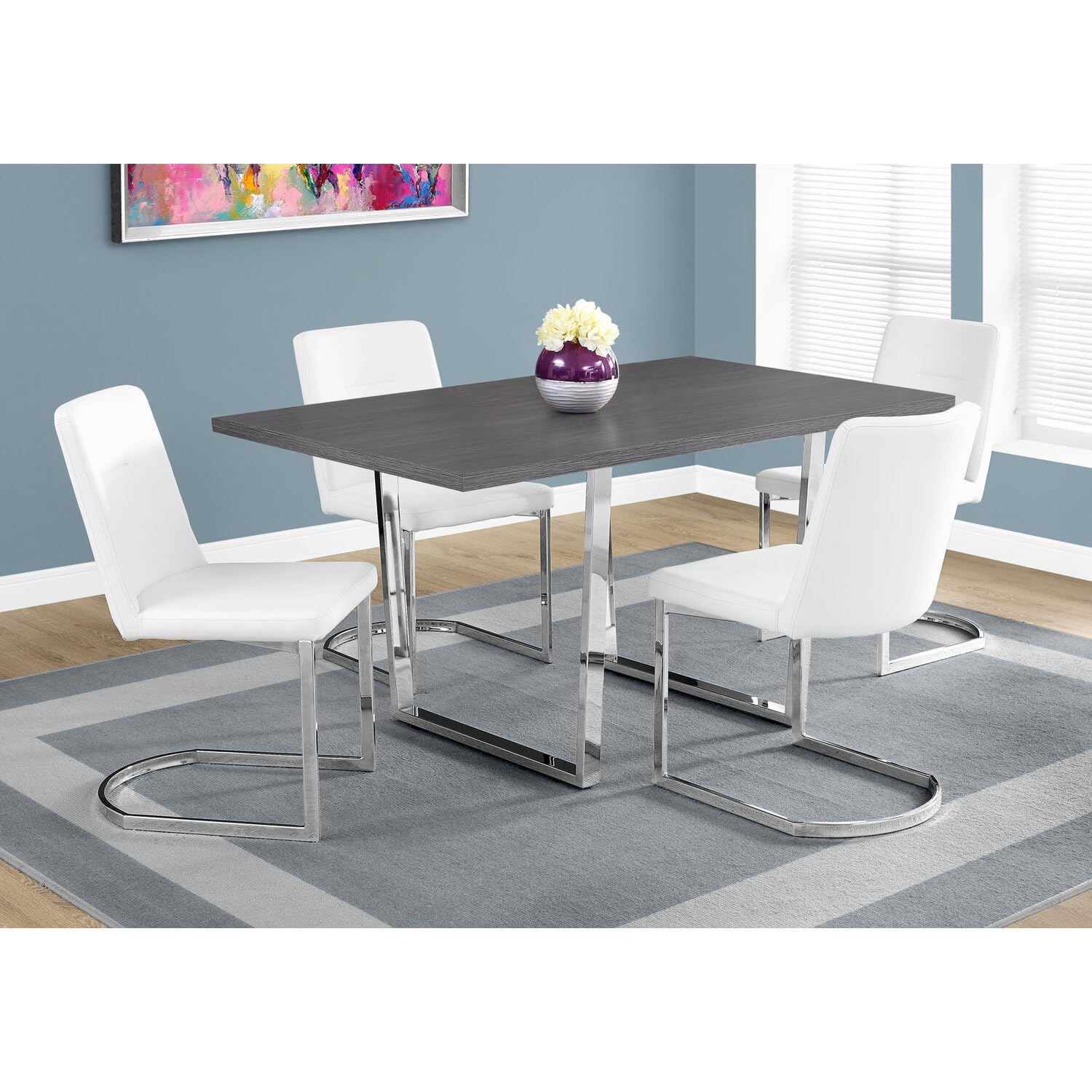 Monarch Specialties Dining Table, 59&quot;L X 35.5&quot;D X 30.25&quot;H, Grey