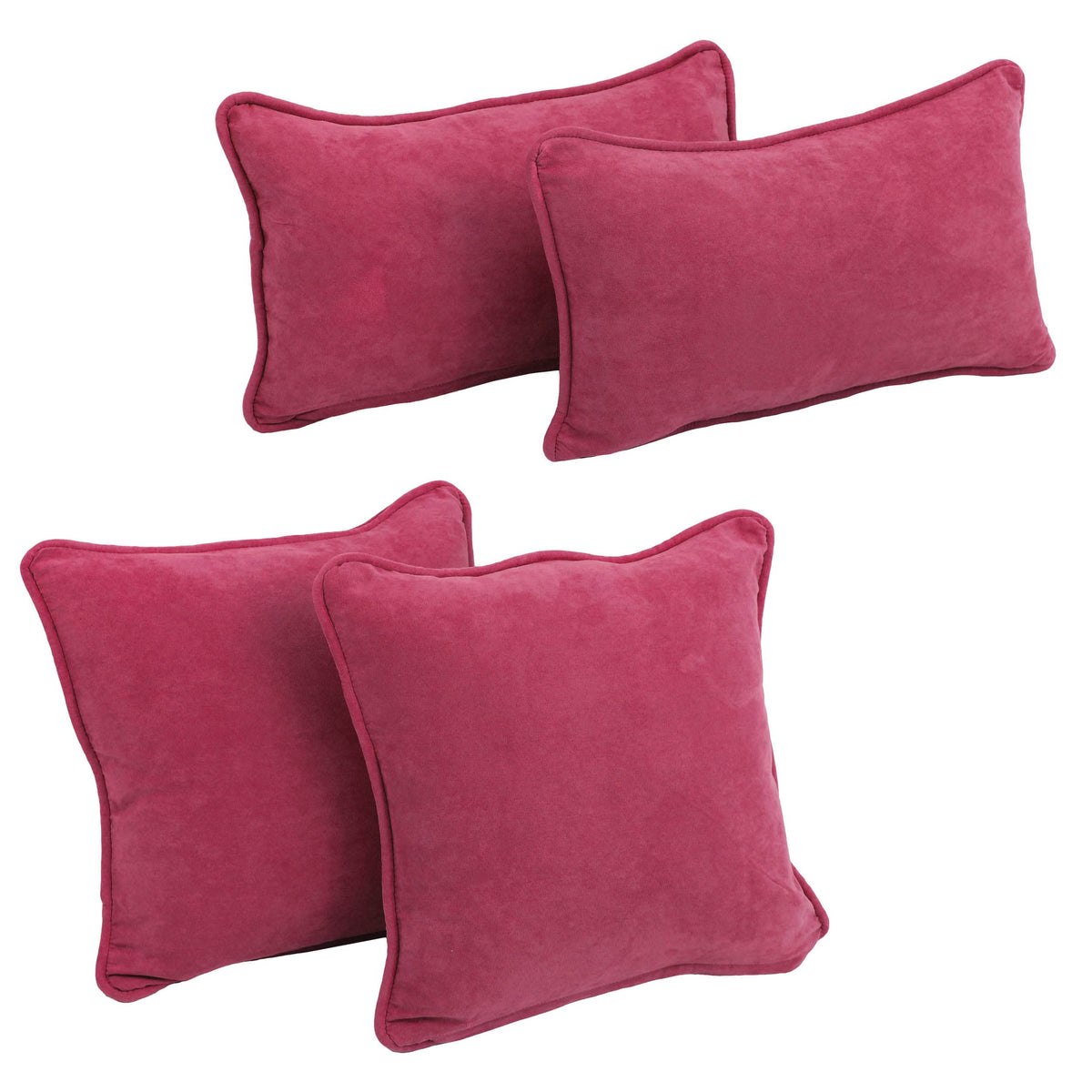 Blazing Needles Corded Microsuede Throw Pillow Set, Bery Berry 4 Count