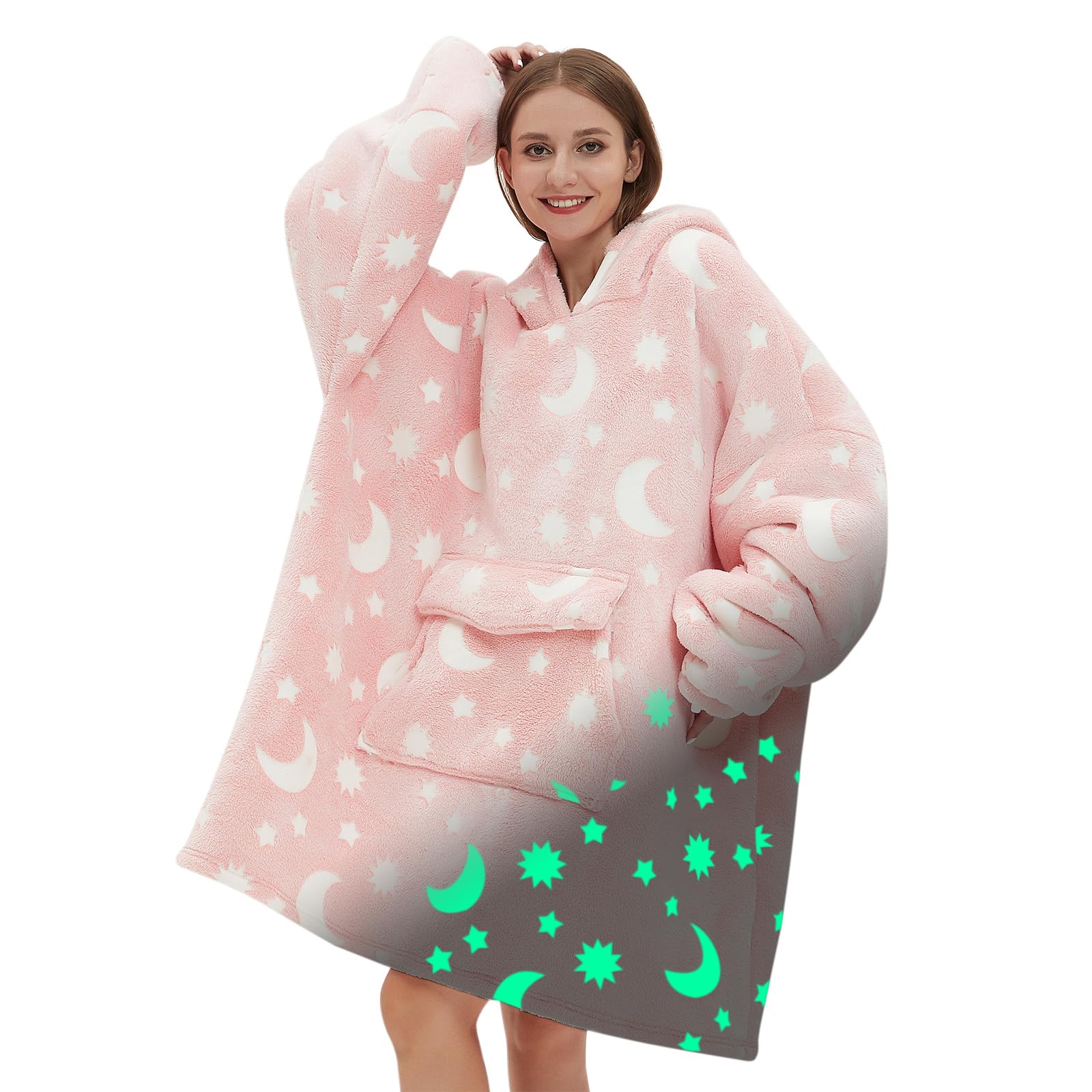 Fiosnow Star And Moon Blanket Hoodies For Women And Men Adult Oversize Wearable Blanket Hoodies For Soft And Warm