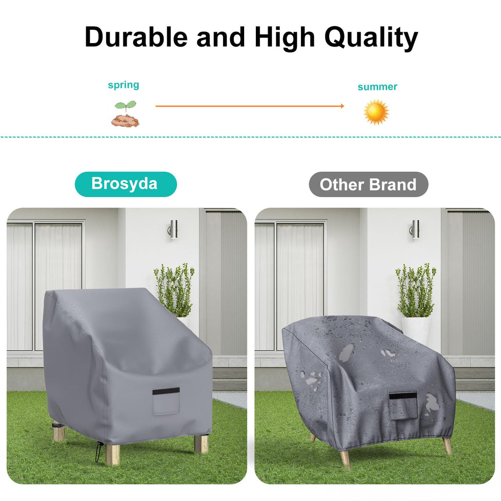 Brosyda Patio Chair Covers For Outdoor Furniture Waterproof 2 Pack, Lawn Chair Covers Heavy Duty Patio Furniture Covers, Large Covers For Lounge Lawn Deep Seat 30' W X 27' D X 36' H-Gray