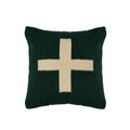 Creative Co-Op Swiss Cross Cotton Wool Throw Pillow, Green And Cream