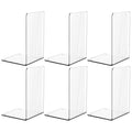 Clear Acrylic Bookends With Non-Slip Mats,6 Pcs Transparent Book Ends Organizer For Shelves,Desk,Library,Office,Book Stoppers Fo